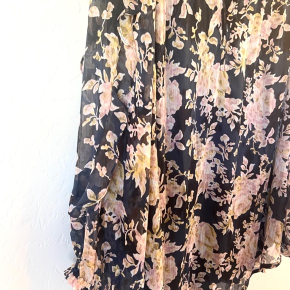 Lauren Conrad Fairy Plus 1X Floral Chiffon Peasant Blouse Sheer Sleeve Romantic - Picture 6 of 10